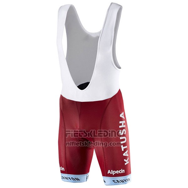 2017 Fietskleding Katusha Alpecin Rood en Wit Korte Mouwen en Koersbroek